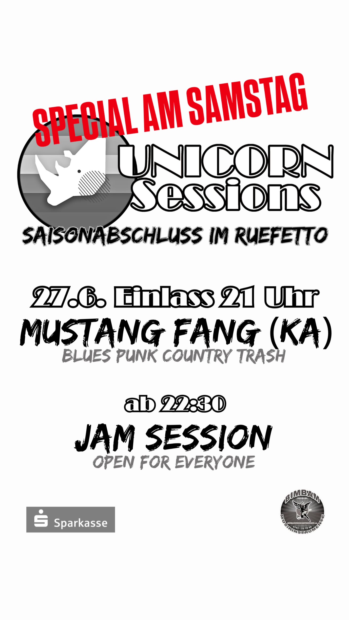 Unicorn Sessions Saisonabschluss mit Mustang Fang am 27. Juni